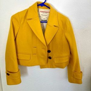 Anthropologie Cartonnier Cropped Gold Blazer